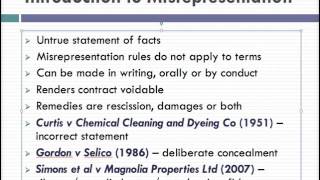 Misrepresentation Lecture 1 of 4 [upl. by Lavro299]