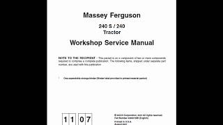 Massey Ferguson 240S 240 Tractor Manual [upl. by Sillsby721]