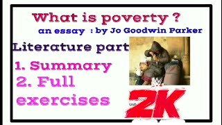 what is poverty by jo goodwin parker class 11 English literature part in NepaliEnglish [upl. by Teraj712]