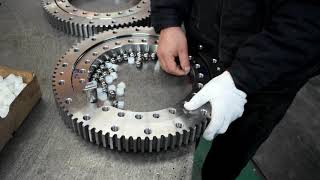 Slewing Bearing Assembly Process  Slewing Bearing Installation [upl. by Anelad91]