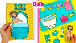 PAPER DOLLS HOUSE BABY CARE QUIET BOOK DIY amp STEP BY STEP TUTORIAL [upl. by Ecnav384]