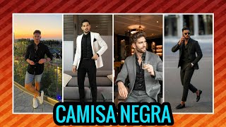 30🤯 outfits camisa negra para hombre  ALGUNOS TIPS para como combinar vestirla y usarla bien💯 [upl. by Kammerer]