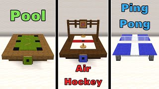 Minecraft 3 Table Games Building Tutorial Pool Air Hockey Ping Pong [upl. by Dewitt]