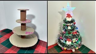 arbol de navidad hecho con carton reciclado  hacer una arbolito de navidad con material reciclado [upl. by Ahsiret293]