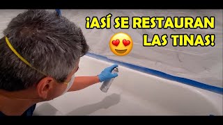 RESTAURACIÓN DE TINA de baño con EPOXY en spray🛁✨ [upl. by Acyssej309]