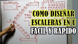 COMO DISEÑAR UNA ESCALERA EN U DE FORMA FÁCIL Y RÁPIDA [upl. by Otreblaug]