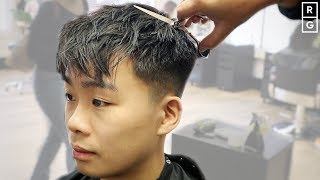 Textured Fringe Fade Haircut For Asian Hair  Asian Mens Hairstyle [upl. by Etta]