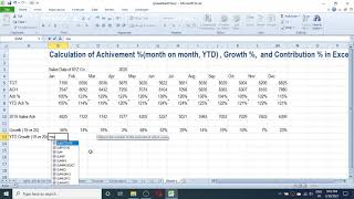 Calculate Growth Achievement amp Contribution in Excel [upl. by Andromada]