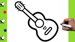 Guitar Drawing Easy  How To Draw a Guitar step by step [upl. by Acirahs]