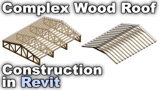 WoodTimber Roof Construction in Revit Tutorial [upl. by Grannia]