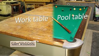 A great wood shop work table that is also a pool table [upl. by Say]