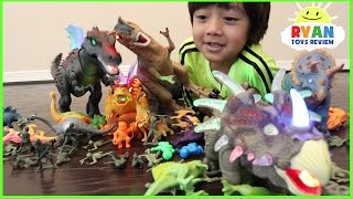 DINOSAURS TOYS COLLECTION FOR KIDS JURASSIC WORLD DINOSAURS T REX battle Family Fun Playtime [upl. by Zulema]