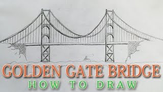 How to draw the Golden Gate Bridge EASY  San Francisco landmark [upl. by Otrebile]