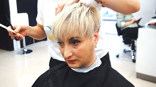 EXTREME SHORT BLONDE HAIRCUT  SHORT UNDERCUT BOB RAZORED PIXIE [upl. by Toblat]