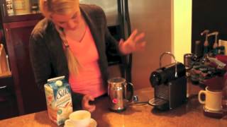 Nespresso Aeroccino Plus Frother Review Frothing Almond Milk [upl. by Anawqahs]