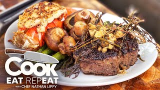 BLACKSTONE STEAK AND LOBSTER  Cook Eat Repeat  Blackstone Griddles [upl. by Stahl]